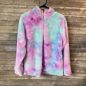 Pink Lily Cotten Candy Tie Dye Fuzzy Pullover